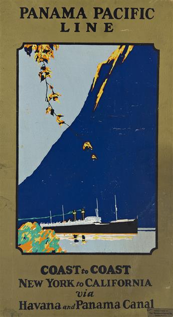 DESIGNER UNKNOWN. PANAMA PACIFIC LINE / COAST TO COAST. Circa 1928. 31¾x17¾ inches, 80½x45 cm. The Monarch Poster Co., Brooklyn.                 